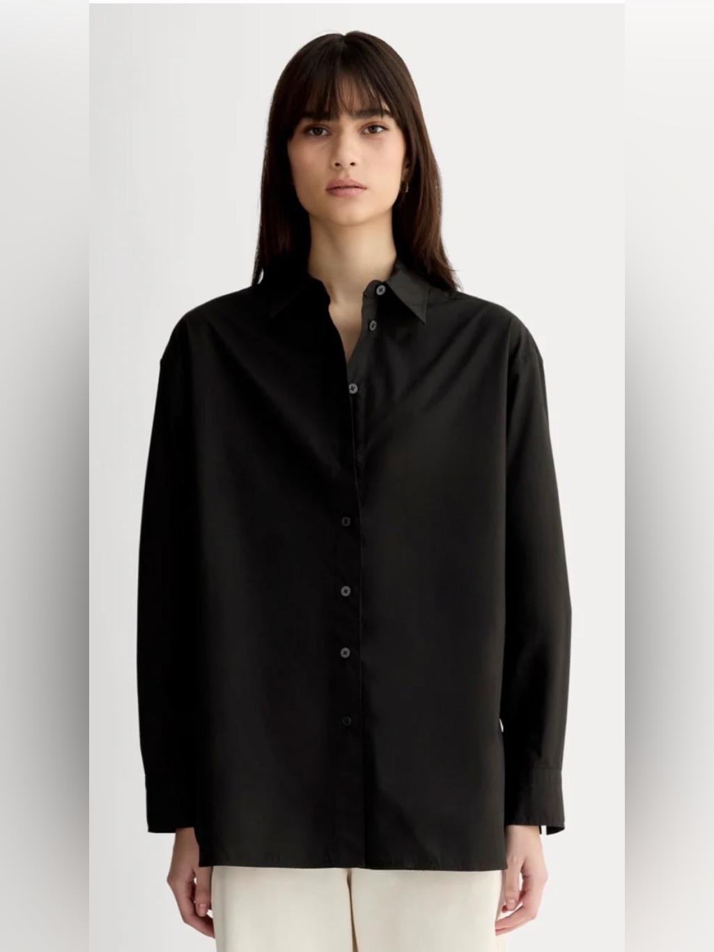 New Everlane The Boyfriend Shirt In Ultrasoft Cotton Black Size Xs